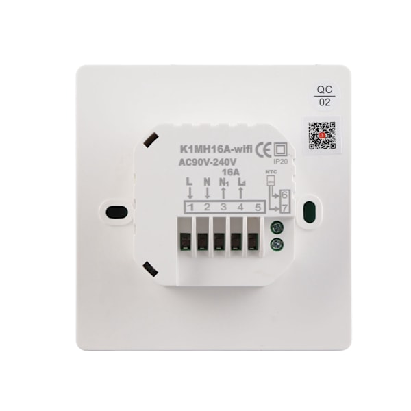 Smart Termostat Wifi Stor Farve Lcd Termostat med APP-styring til Hjemmekontor Supermarked AC 90V til 240V Hvid WIFI