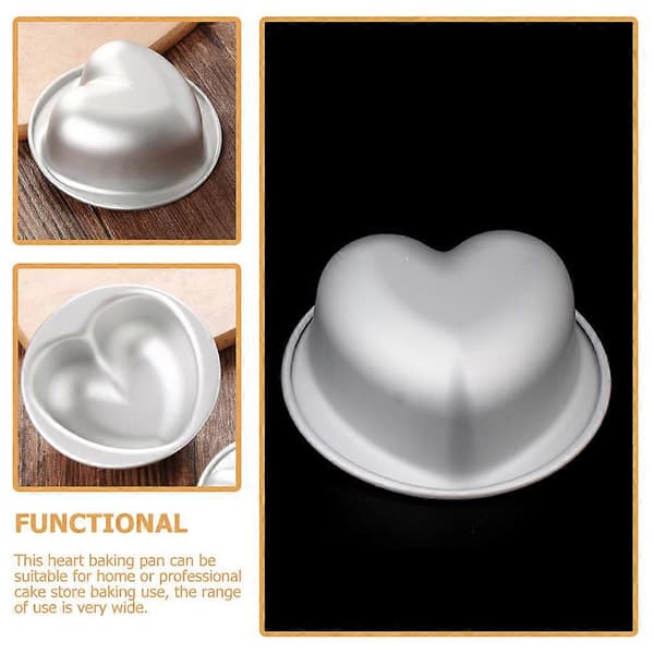 Hjerteformet kakeform med slippbelegg for baking, 24 stk. sett i sølvfarget aluminiumslegering