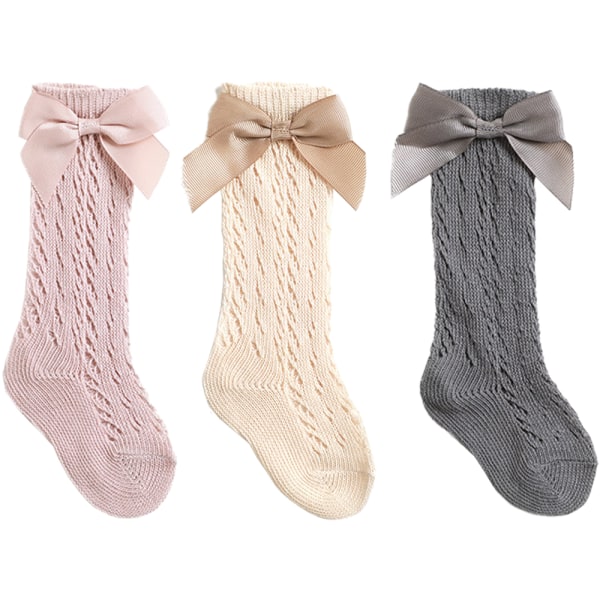 Pustemeshige sokker i bomull til baby, over kneet, strikkede spoler