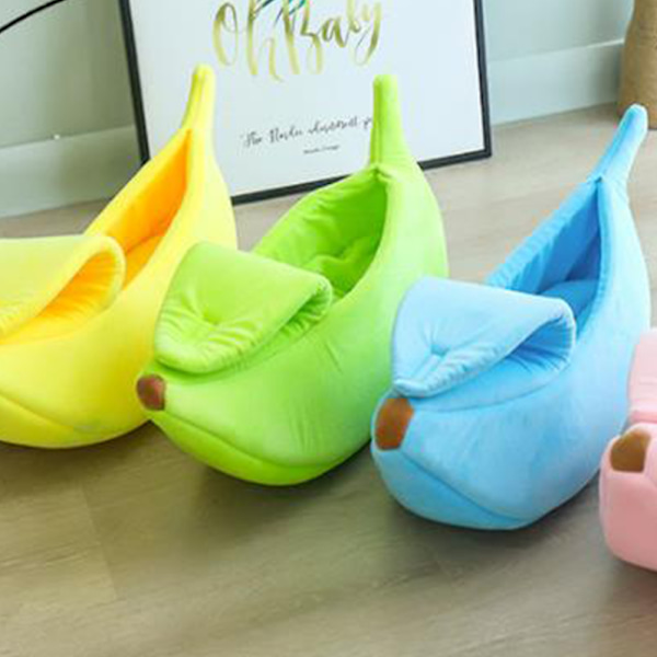 Kattbädd, med söt banandesign, mjuk kattgosbädd