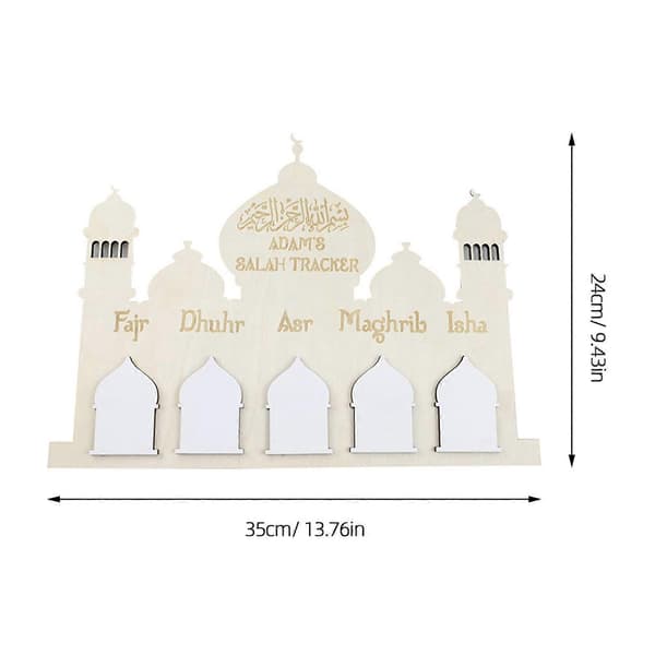 Eid Mubarak vägghängd kalender i trä, 3-delars set