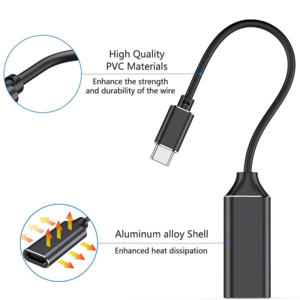 USB C til HDMI-adapter, 4K Type-C til HDMI-adapter (Thunderbolt 3