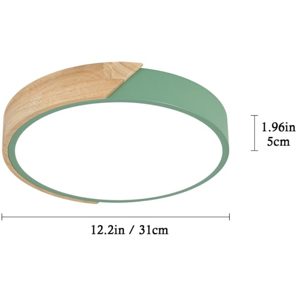 Taklampa med tre färgtemperaturer, justerbar ljusstyrka för vardagsrum sovrum, akrylskärm energibesparande ljuskälla, 30*5cm