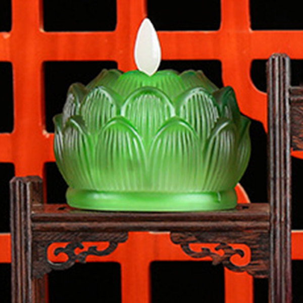 LED Färgglad Lotuslampa Energisparande Säker Stabil Hushålls Buddha Lampa för Tempel Buddhistiska Hallar Grön