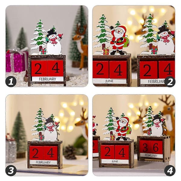 Snømann julekalender i tre til skrivebordsdekorasjon 1 sett