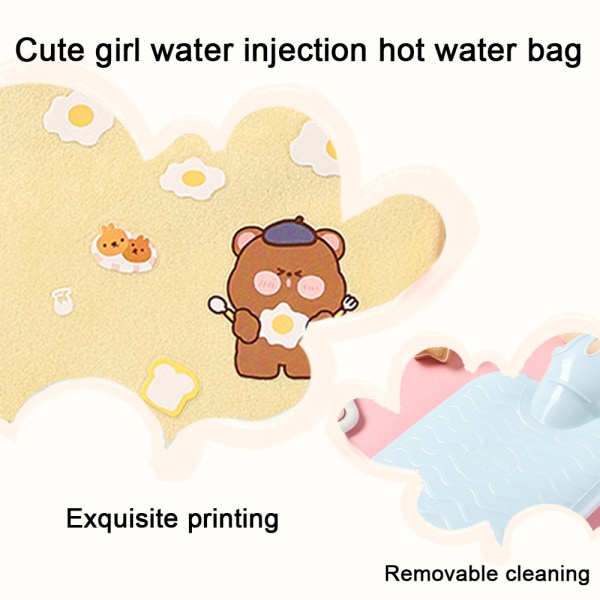 Firkantet avtagbar og vaskbar varmtvannspose søt jente plysj clot