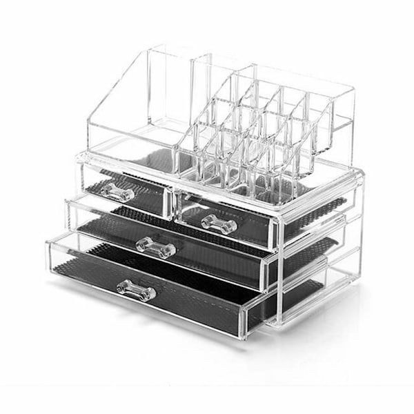 Hållbar Design Smink Kosmetik Organizer, Klar Akryl Med Avtagbar Mesh-insats, Elegant Smidig Organisation Splittringstålighet, Utrymmesbesparande
