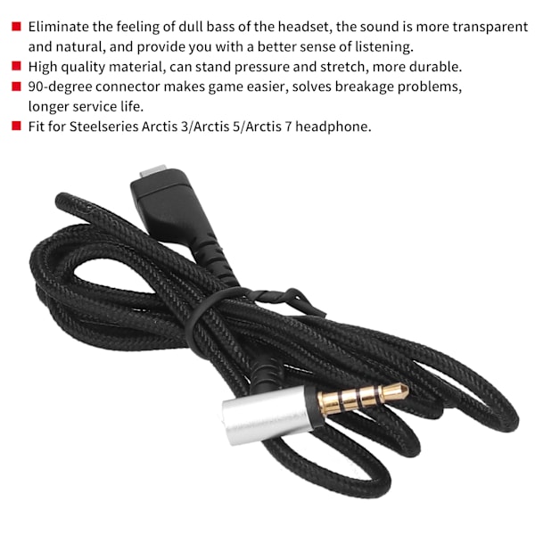 Spillhodetelefonkabel Lydkabel Hodesettledning Passer for Steelseries Arctis 3/ Arctis 5