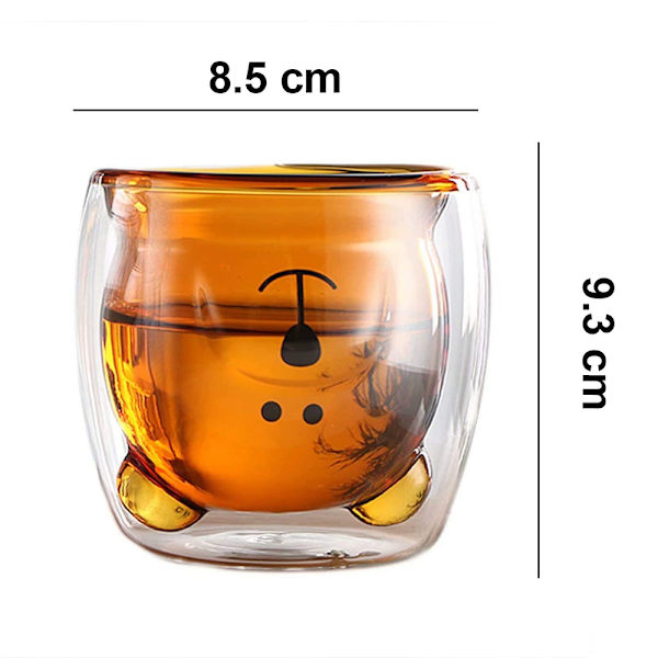 Kahvikupit eläin kaksinkertaiset lasit, maito, kahvikuppi, 250ml