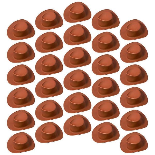 Mini cowboyhatte til festdekoration 60 stk. søde chokoladefarvede hatte