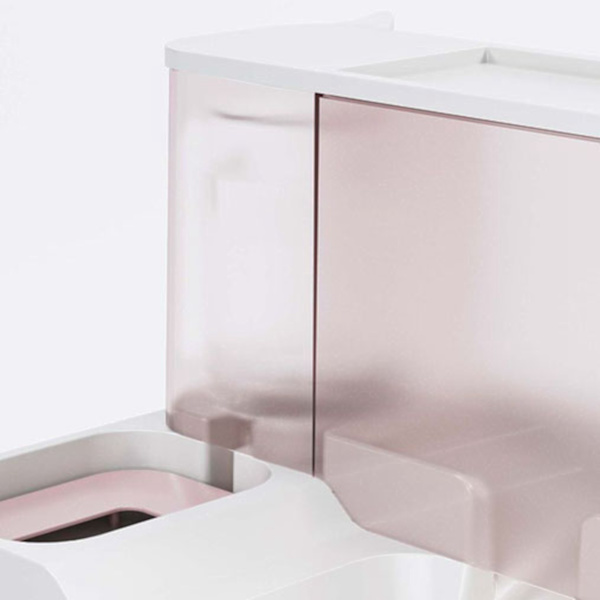 Pet Vand- og Foderautomat 2 i 1 Stor Kapacitet Transparent Vindue Automatisk Dyrefoder til Hund Kat Pink
