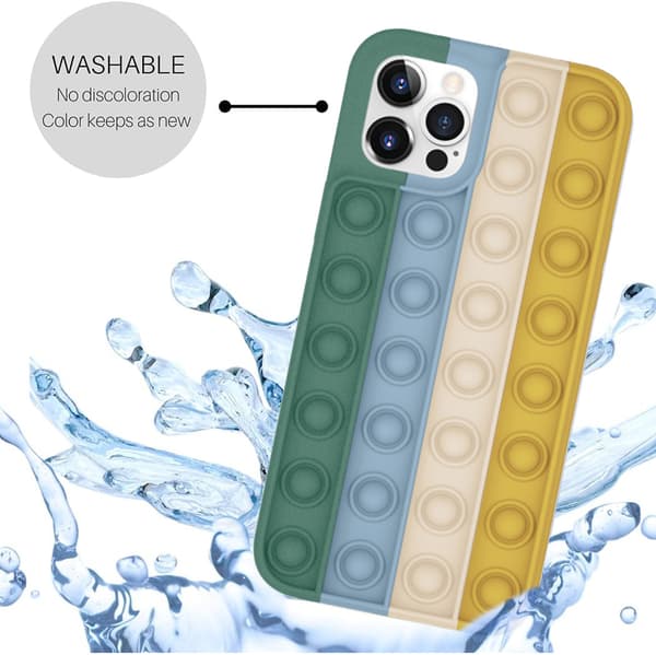 Fidget Leker Telefondeksel, Push Pop Bubble Stress Release Full Kroppsbeskyttelse Støtsikkert Silikondeksel for iPhone, Stressreduserende Deksel for iPhone X/XS