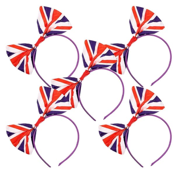 Hårbøyler med sløyfe og britisk flagg-elementer til dekorasjon, 25 stk.