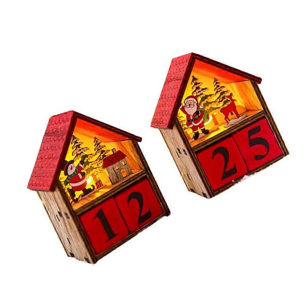 Lysende trekalender i husform for tidsmåling, 2 stk.