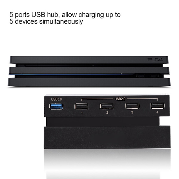Høyhastighets 5-porters USB-hub 2.0 & 3.0 utvidelseshub-kontrolleradapter for PS4-spillkonsoll