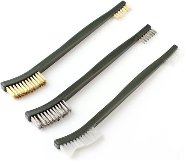 Rustfri stål nylon messingbørste, rengøringssæt til ubehandlede metaldele til maskiner, 3 stk.