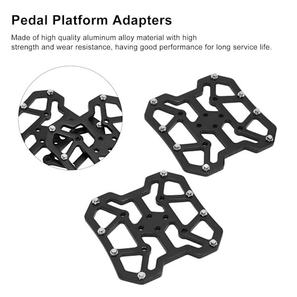 1 par cykelklipsløse pedalplatform-adaptere, selvlåsende aluminiumlegering til SPD mountainbikesystem, sort