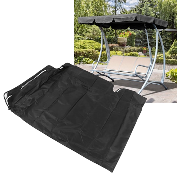 Swing Top Cover Vandtæt Solskærm Svingestol Beskytter til Have Gårdhave TerrasseSort 3‑Sæder 190x132x15cm