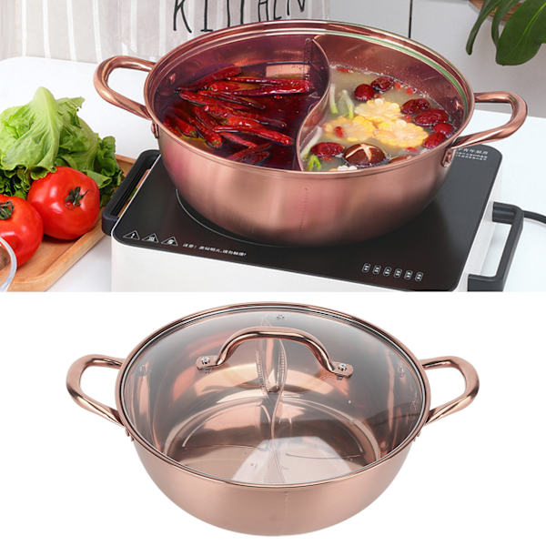 Hot Pot 30,3 cm diameter 304 rostfritt stål rostfritt separat design Mandarin Duck PotRose Gold