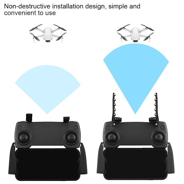 Par Drone Signalforsterker Fjernkontrollforsterker Antenne Rekkeviddeforlenger Passer for Mavic MINISvart
