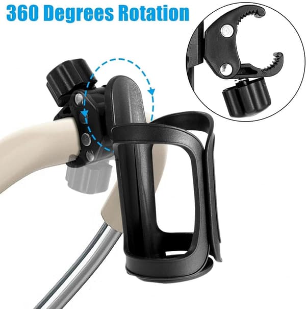 Todelt Flaskeholder til Cykel, Sort, 2 stk., 360° Drejelig