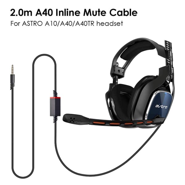 Lydkabel til Astro Headset Udskiftning, Holdbare Nylonmaterialer med 2 Meters Længde, Kompatibel med PS5 PS4 Controller, Inline Mute Funktion til