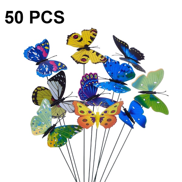 50 stk hage sommerfugl dekorasjon sett, PVC vanntett, for balkong, hage