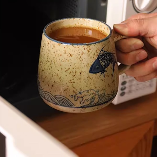 Kaffe krus, keramik med håndtag ske matt til kaffe, te & kakao