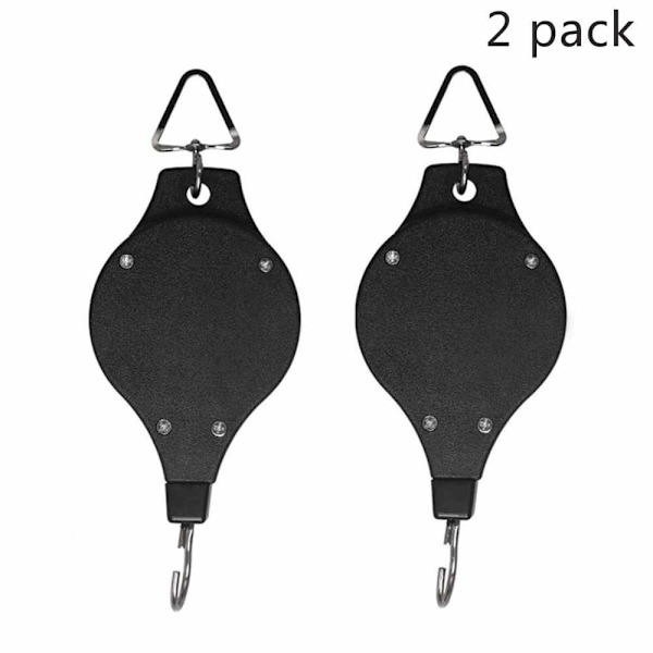 Dekorativa hängande korgar, 2 svarta infällbara växthissar, enkel åtkomst inomhus och utomhus, kraftiga stödjer 10 kg, justerbar höjd, stark nylon