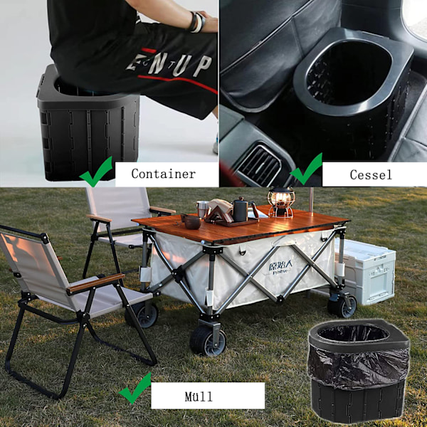 Nödtoalett för utomhusbruk, bärbar hopfällbar potta för bilresor, vandring, fiske, långa resor, kompakt potta säg adjö till offentliga toaletter för camping
