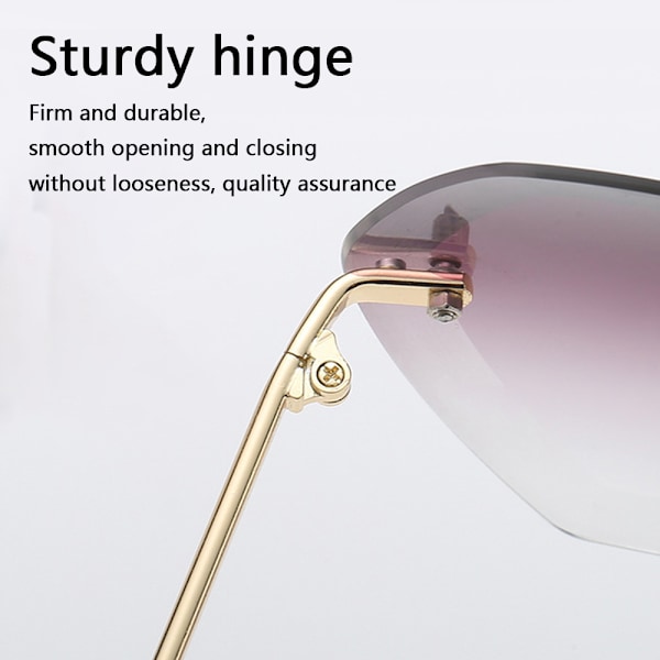 Solbriller til kvinder Oversized Rimless Diamond Cutting Lens