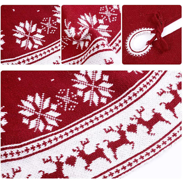 Lyxig Julgransmatta, Chic Design Julgransmatta för Din Eleganta Juldekoration, Kabelstickad Renmönster, Högkvalitativt Material, Lätt Att