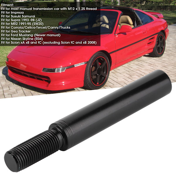 3in vaihteenvalitsimen nuppi jatke Manuaalivaihteiston vaihdevivun jatkopala M12 x 1.25 Sopii Ford Mustangille