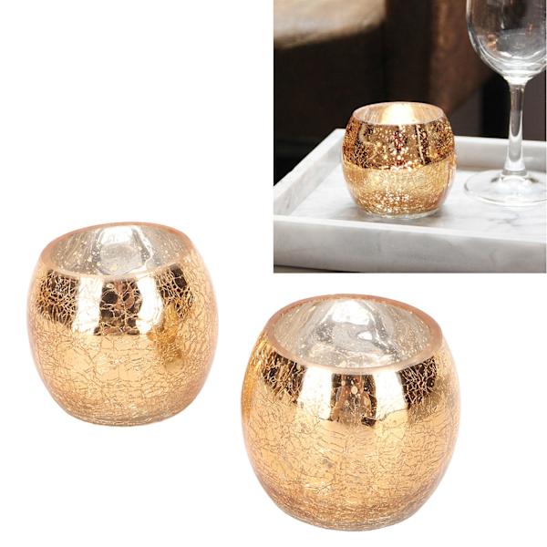 2 stk runde flekkete glasslysestaker minimalistiske moderne romantiske gull telysestake for hjemmedekor