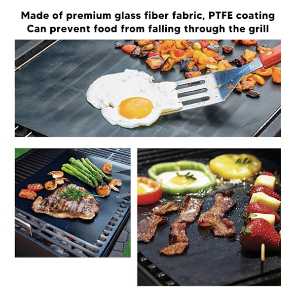 5 stk grillmatte rektangel PTFE gjenbrukbar non-stick frityrmatte for steking matlaging grilling