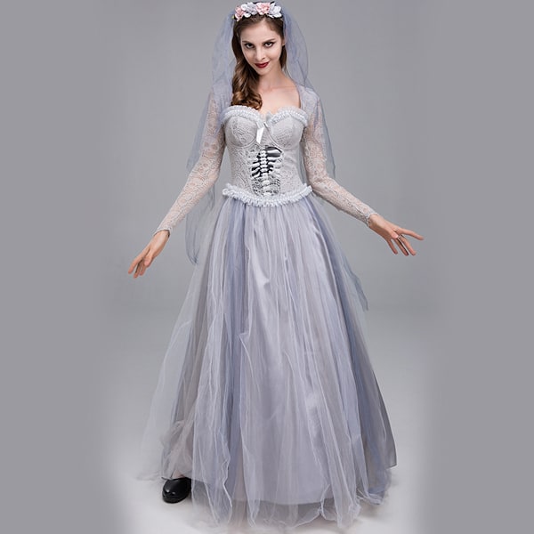Halloween Kostume Gyser Spøgelsesbrud Kjole Spøgelses Zombie Kostume Maskerade Kostume