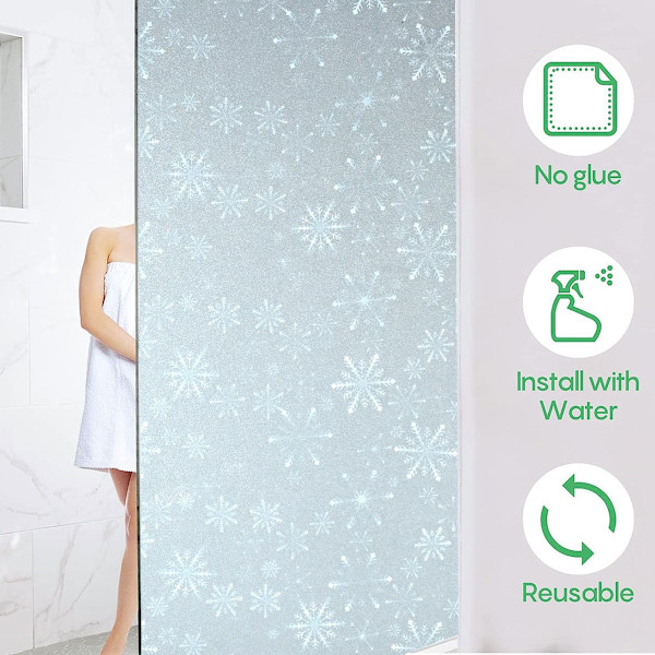Pvc Statisk Häftande Insynsskyddsfilm för Fönster Värmekontroll Snöflingemönster Anti-Bländning Användarvänlig Installation För Hemmakontor