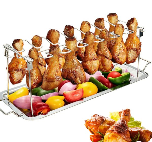 Kyllinge Ben Stativ Til Grill, Rustfrit Stål Kyllingevinge Stativ Sikrer Jævn Tilberedning Og Høj Temperatur Modstand, Grill Tilbehør Til Din