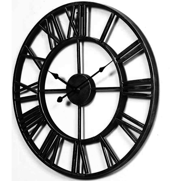 Europeisk Retro Metall Konst Väggklocka, Smidesjärnsram Batteridriven Quartz Urverk Analog Display Med Romerska Siffror, För Hem Kök Vardagsrum