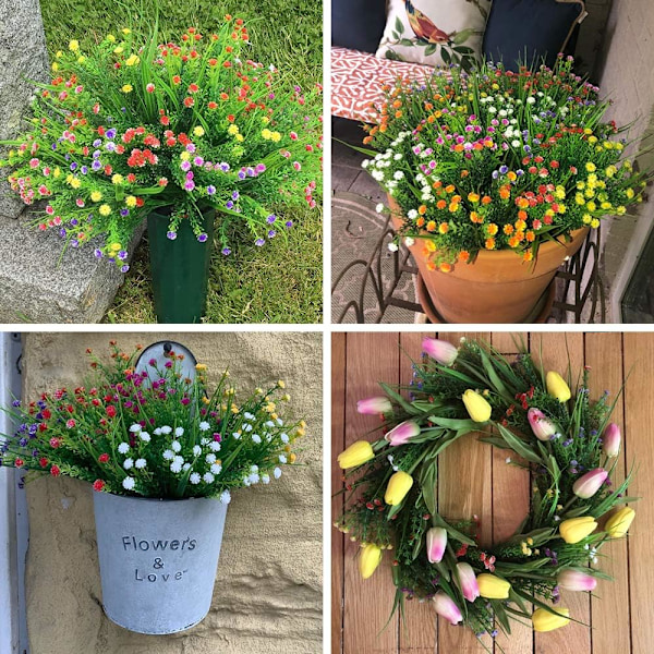 Konstgjorda blommor dekoration, UV-beständig utomhus, för bröllop hem 12 stycken