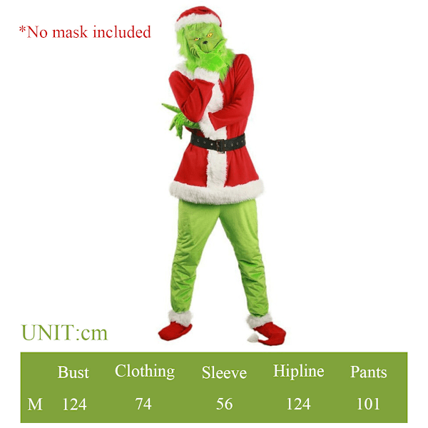 Juldräkt stöld Grön pälsmonster Grinch kläder Grön pälsmonstermask Den gröna Grinchen