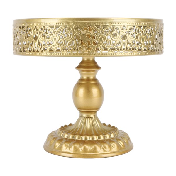 Dessertställ Golden Cake Holder Spetsdesign Enkel montering Rund Treat Display för fest M