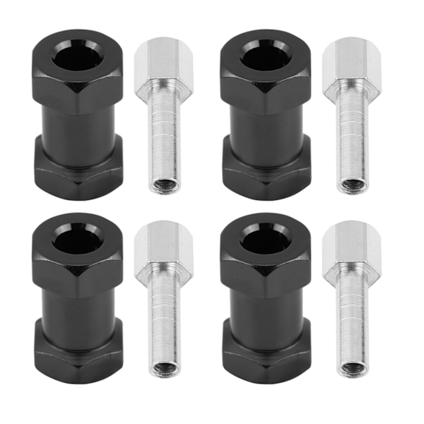 4 st 12 mm RC Hex hjulnav metall adapter för D90 AX10 CC01 SCX10 F350 Crawler (20 mm svart)