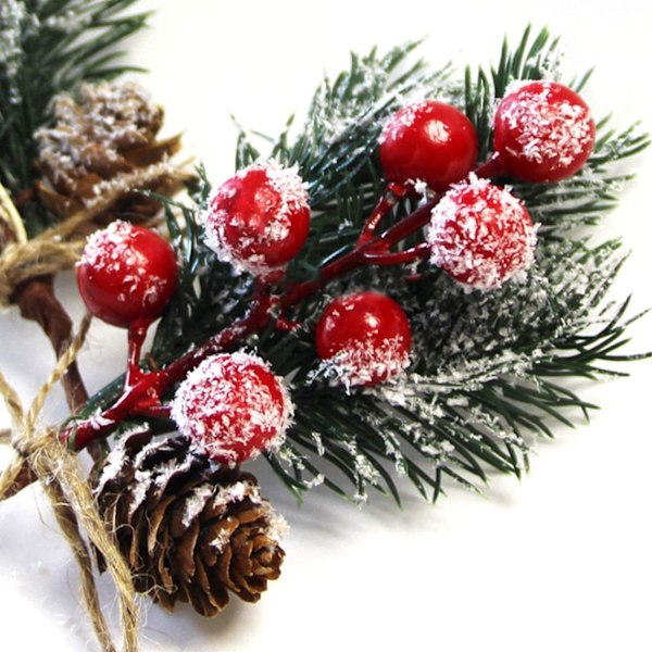 Konstgjord Tallgren Holly Blombukett Dekoration För Juldekorationer, Vinterhelg Blomster Premium Material Ger Festlig Stämning Till Din