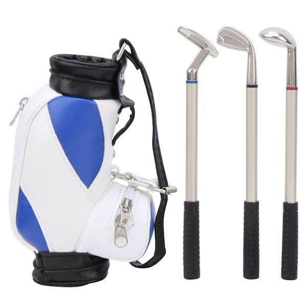 Mini Golf Penneholder med Pen til Skrivebordsdekoration Golfgave til Golfvenner FansBlå og Hvid