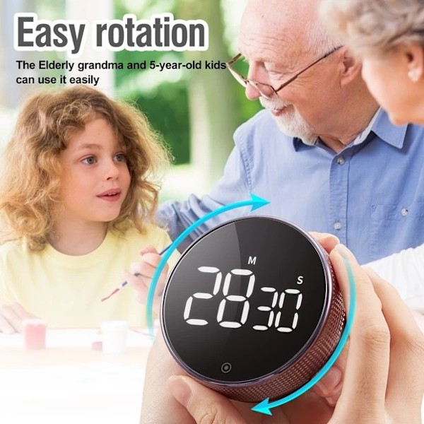 Digital kökstimer, stor LCD-display med minnesfunktion och roterande timer för enkel användning, perfekt för matlagning, seniorer och barn