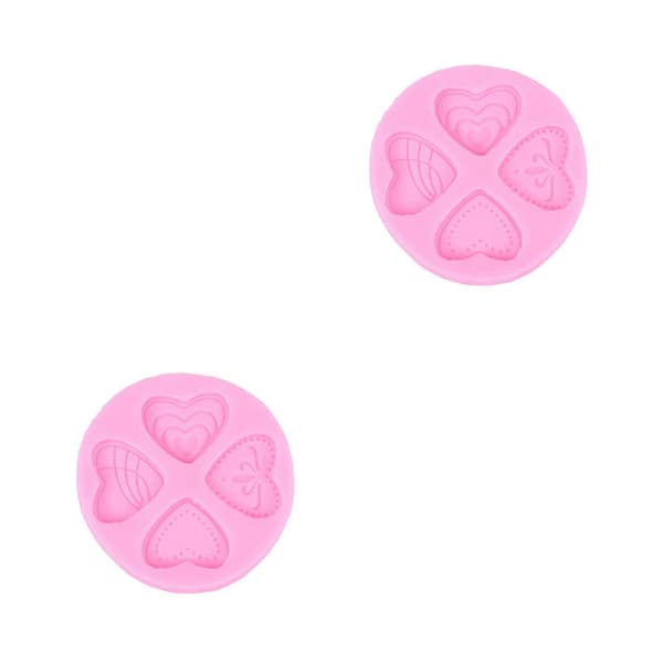 2 stk. silikonhjerteform for kakedekorering, rosa blondedesign for baking
