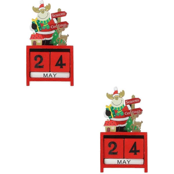 Julekalender i tre, festlig borddekorasjon for kafé og restaurant, 13 x 7,2 x 3,5 cm, multifunksjonell, 2 stk.
