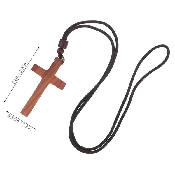 Halsband med träkrucifix för kvinnor, stilfulla kyrkosmycken
