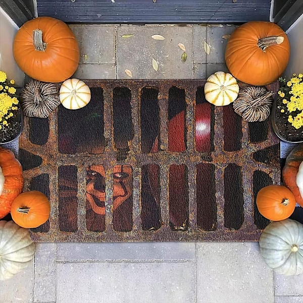 Läskiga Halloween Välkomst Dörrmattor, 3D Rutig Dansande Clown Tema, Halkfri Matta, Perfekt Inomhus Utomhus Golvmatta för en Spöklik Entré